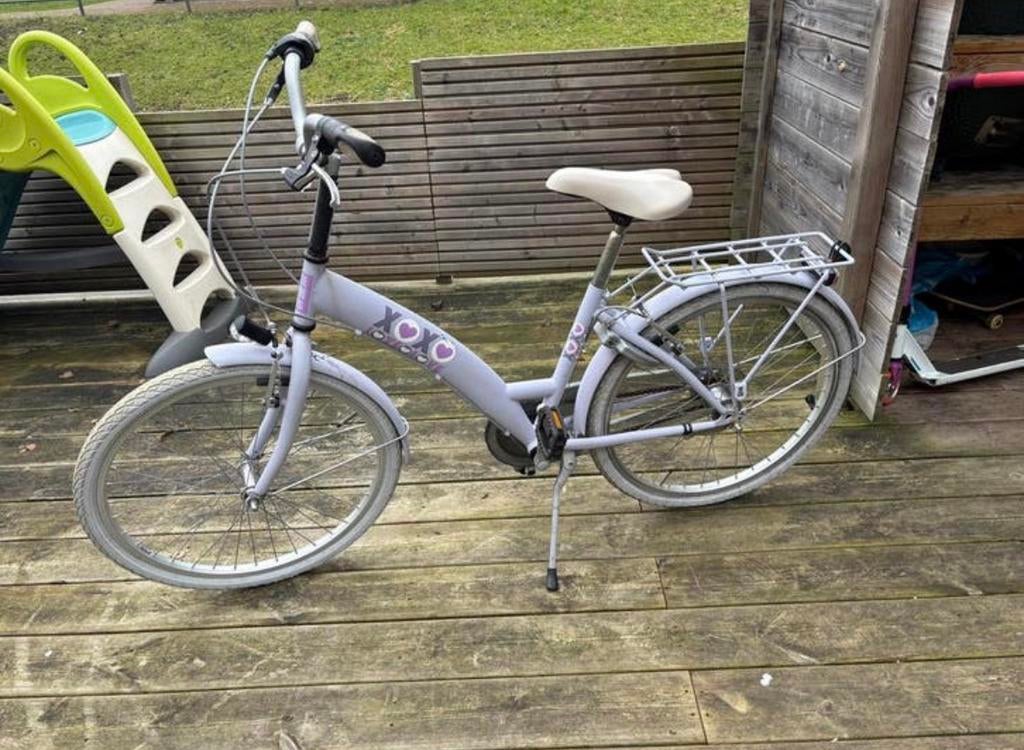 Paarse fiets, Fietsen en Brommers, Fietsen | Meisjes, Gebruikt, 24 inch, Handrem, Versnellingen, Ophalen