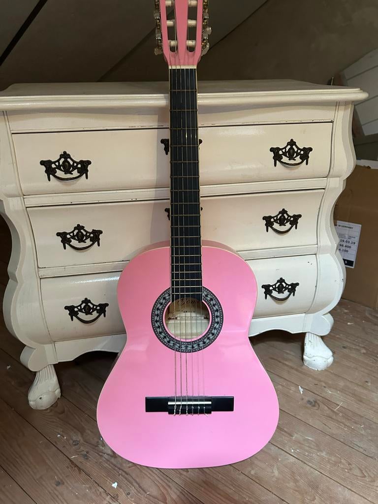 Gomez 036 Roze gitaar 3/4  model, inclusief tas, Ophalen, Zo goed als nieuw, Klassieke of Spaanse gitaar, Met koffer