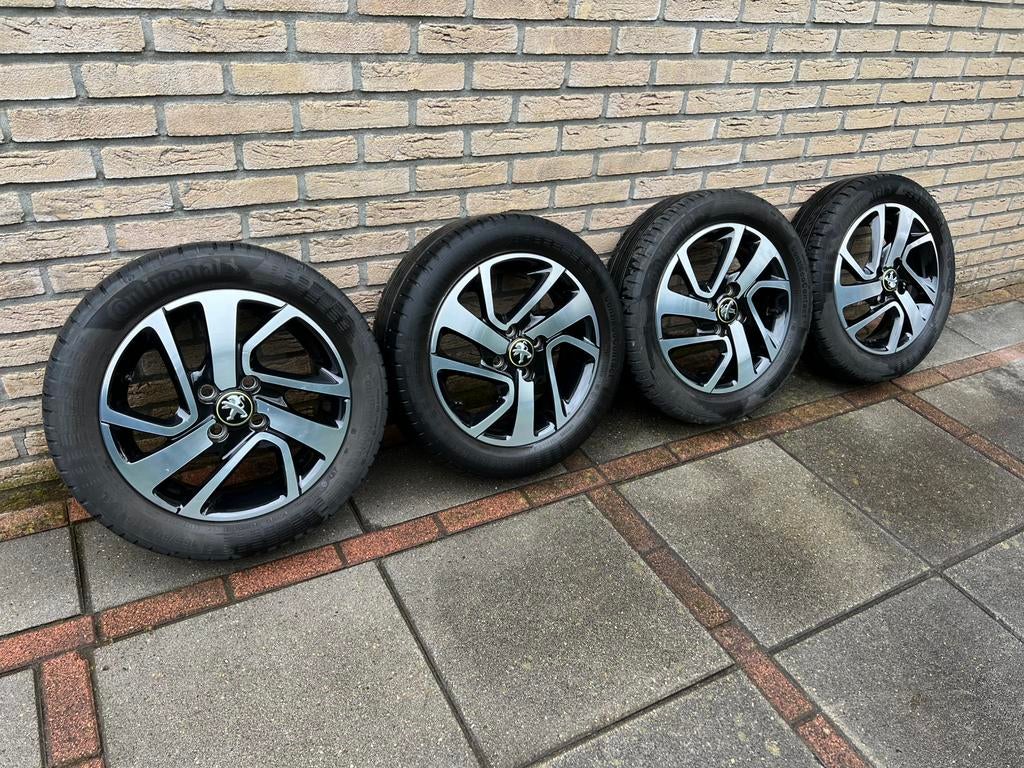 15 inch ORG peugoet  108 velgen met banden 4x100, Ophalen, 15 inch, Banden en Velgen, 165 mm
