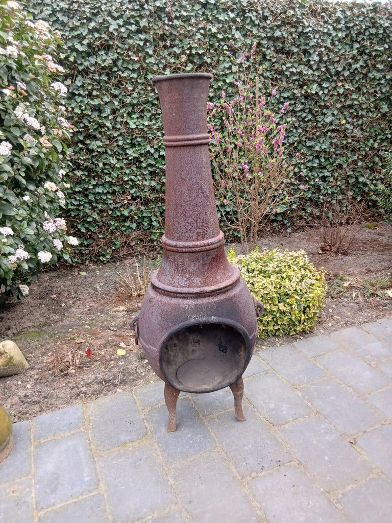 Gietijzeren terraskachel, Tuin en Terras, Tuinhaarden, Ophalen, Gebruikt