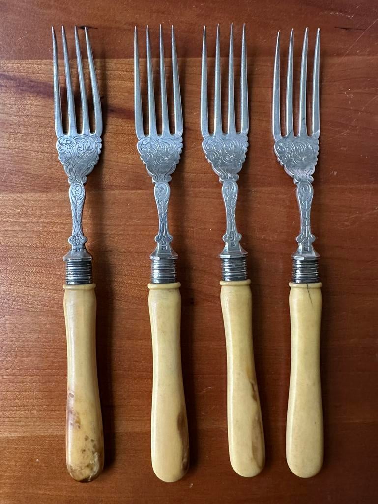 Antiek Engels visbestek verzilverd late 19e / vroeg 20e eeuw, Antiek en Kunst, Ophalen of Verzenden