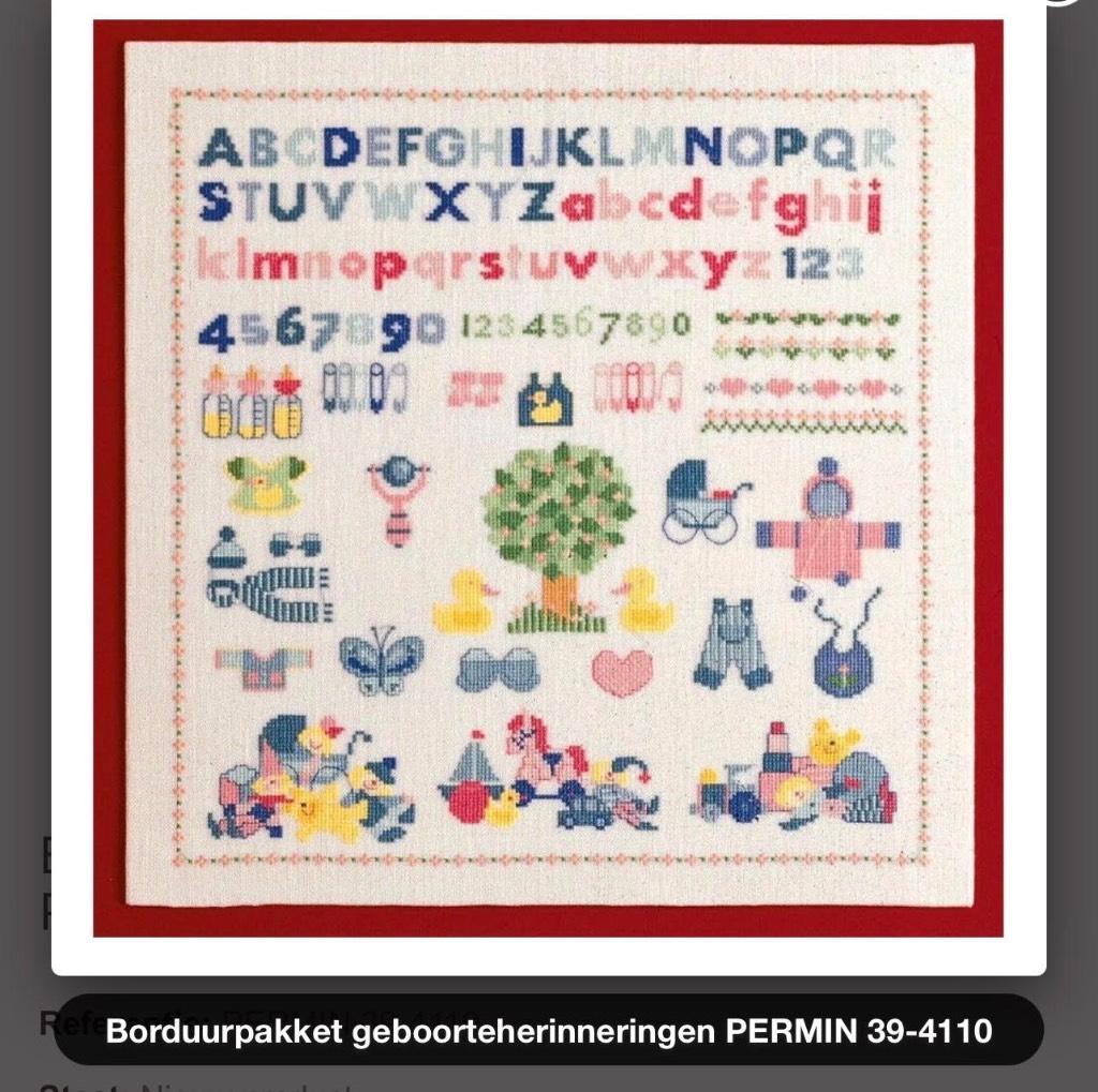 Ariadne Permin Borduurpakket Merklap Geboorte Nieuw, Hobby en Vrije tijd, Borduren en Borduurmachines, Ophalen of Verzenden, Nieuw