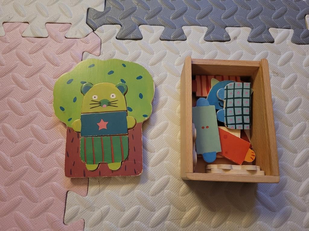 Djeco houten puzzel met dieren, Ophalen of Verzenden, Gebruikt