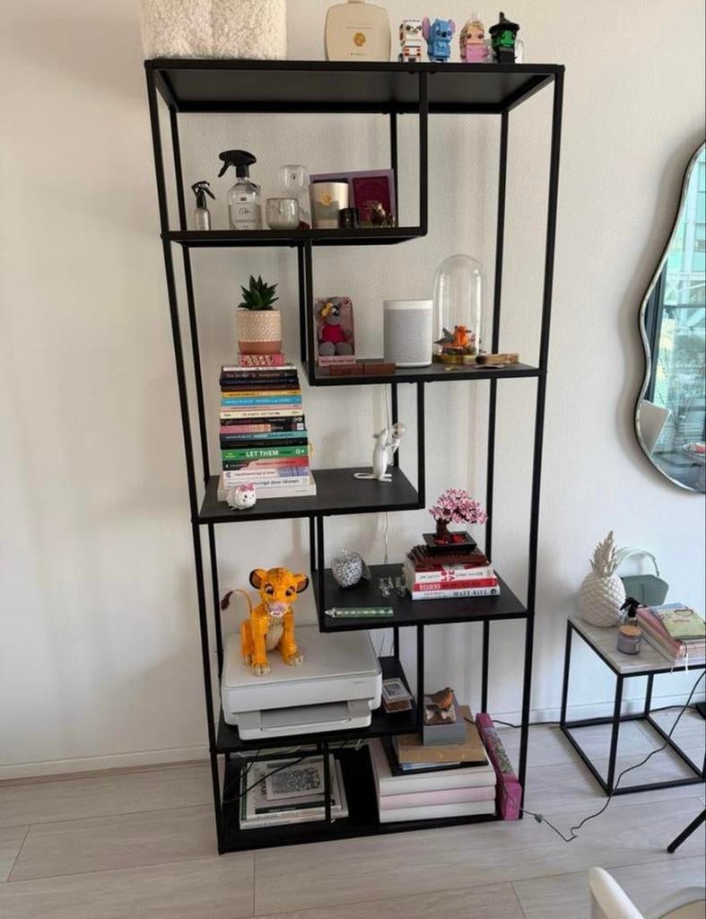 Zwart metalen open kast van Karwei, Met plank(en), Gebruikt, Metaal, 150 tot 200 cm