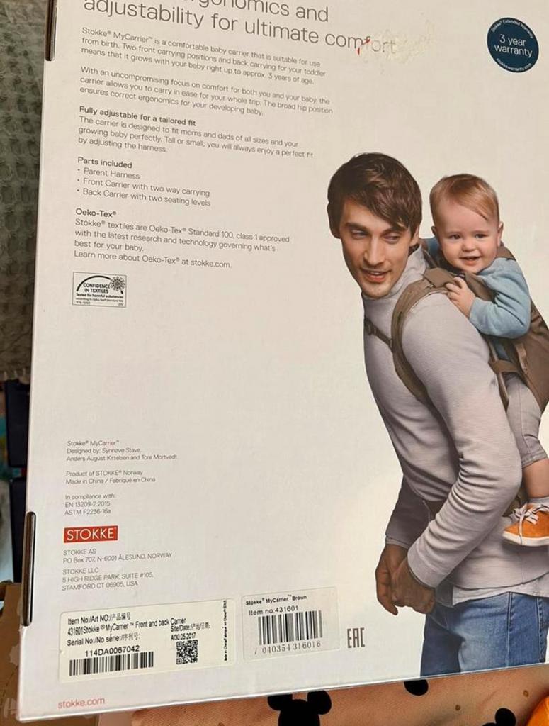 Stokke back and front carrier, Kinderen en Baby's, Overige merken, Buik of Rug, Ophalen of Verzenden, Zo goed als nieuw