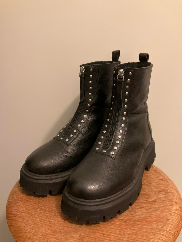 Sofie Schnoor leren laarzen zwart 37, Kleding | Dames, Schoenen, Ophalen of Verzenden, Zo goed als nieuw, Zwart, Hoge laarzen