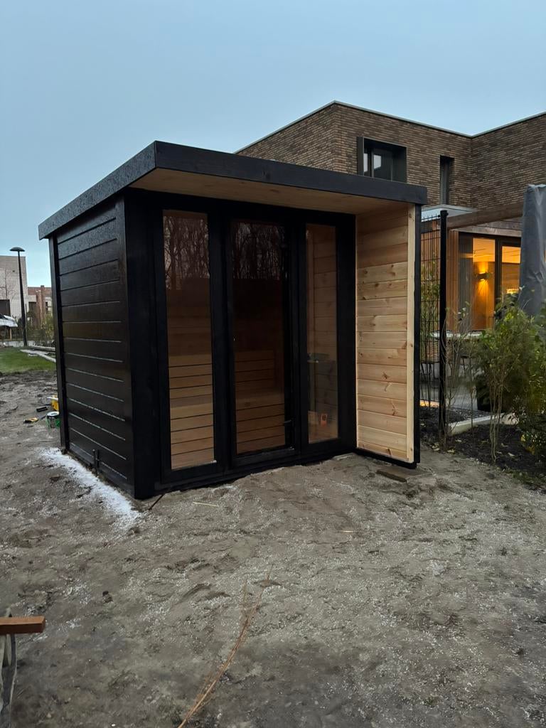 Thermowood of Grenen Buitensauna met luifel. Sauna, Ophalen of Verzenden, Nieuw