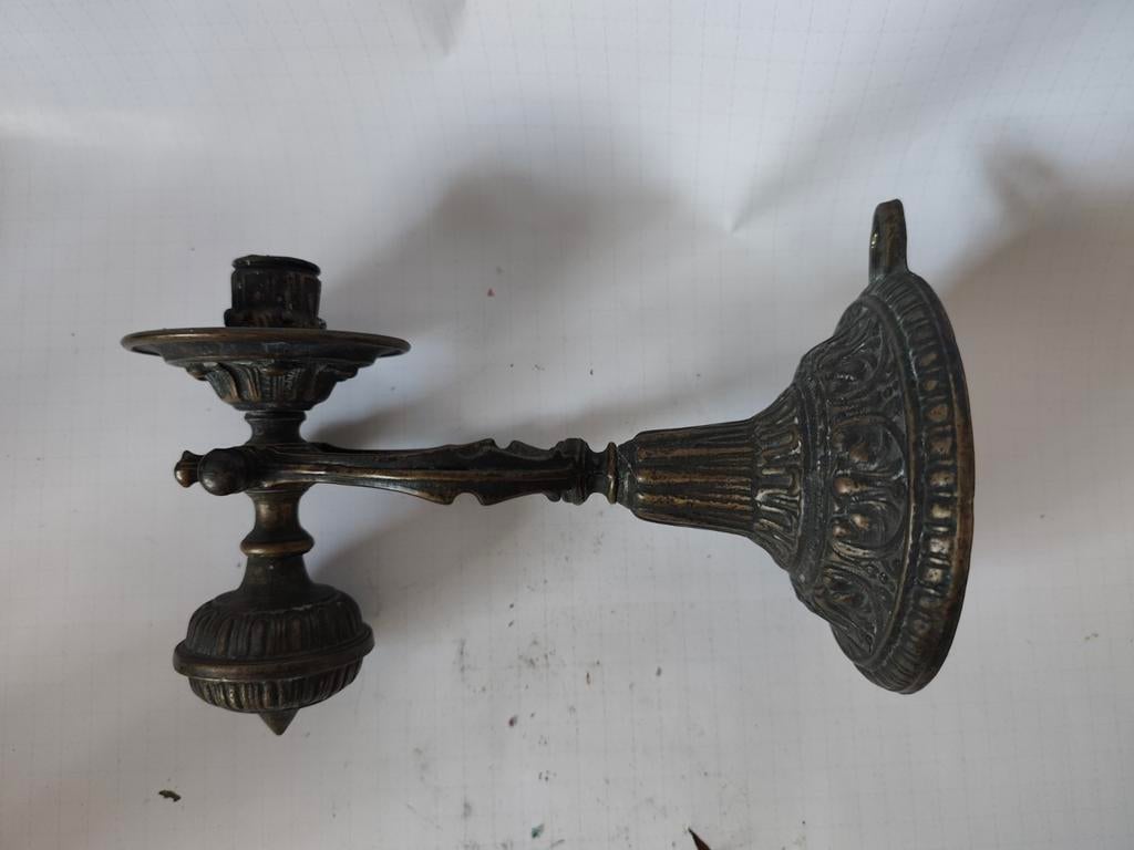 Antieke Muur Kandelaar Brons, Antiek en Kunst, Ophalen of Verzenden, Brons