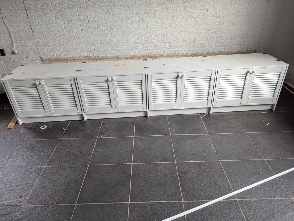 Handgemaakte kast met Louvre deurtjes - 317x50x60 cm, Ophalen, 200 cm of meer, Gebruikt, Eikenhout