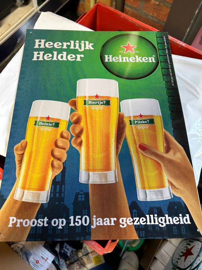 Blikken heineken plaat reclamebord tin-plate, Ophalen, Nieuw, Reclamebord, Plaat of Schild, Heineken