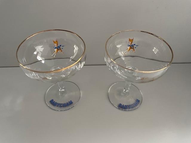 2 Vintage Babycham Champagneglazen met hertje, Antiek en Kunst, Ophalen of Verzenden