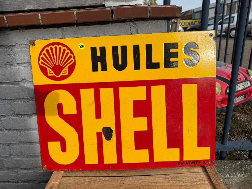 Vintage Shell Huiles Emaille Reclamebord, Ophalen