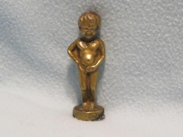 Antiek koperen beeldje Manneken Pis, Antiek en Kunst, Ophalen of Verzenden, Koper