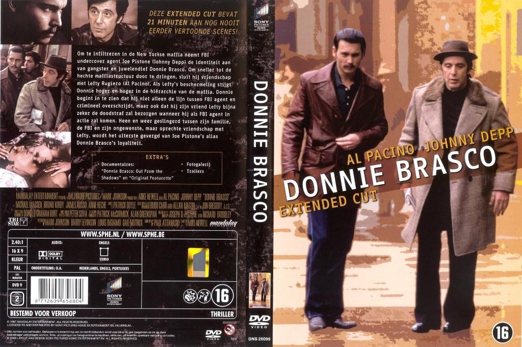 Donnie Brasco ( Al Pacino  -  Johnny Depp ), Vanaf 16 jaar, Ophalen of Verzenden, Zo goed als nieuw, Actie