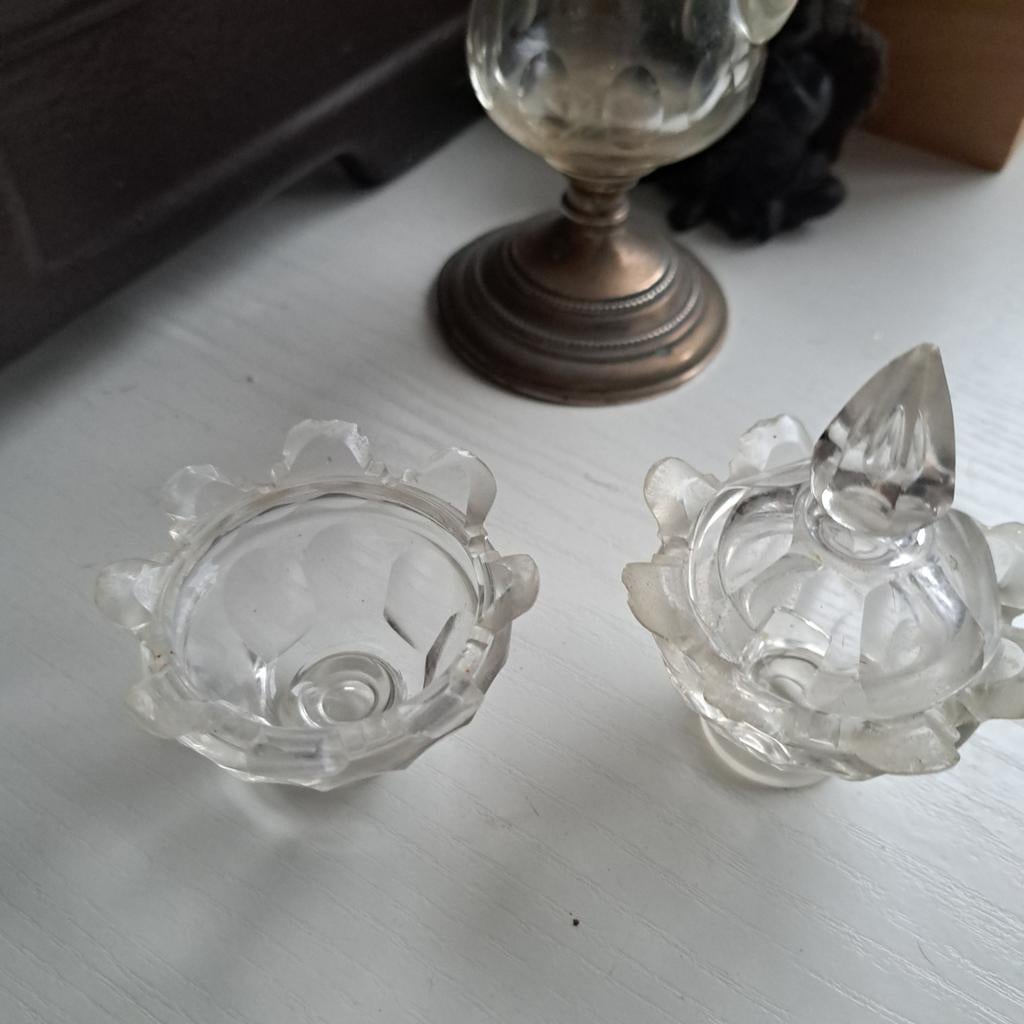 Oude zoutpot, mosterdpot en roomkannetje, Antiek en Kunst, Ophalen of Verzenden