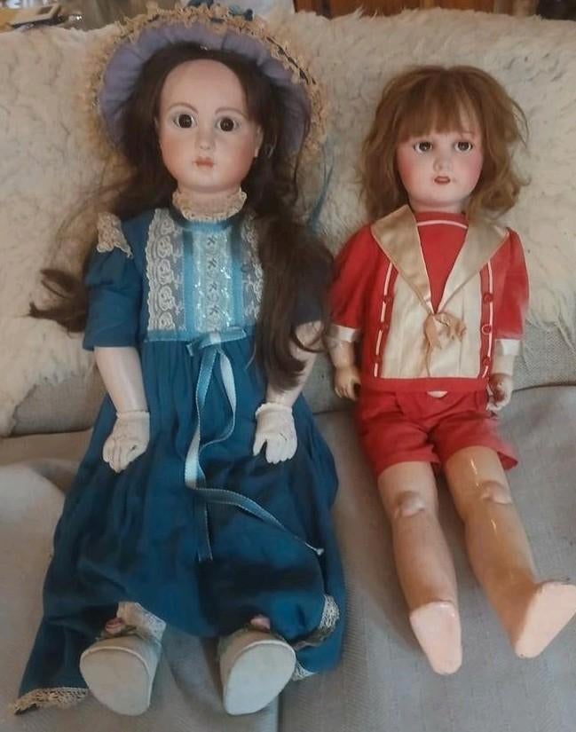 2 poppen 70 en 80 cm Unis en Steiner prijs is voor de 2, Verzamelen, Poppen, Ophalen of Verzenden, Gebruikt, Pop