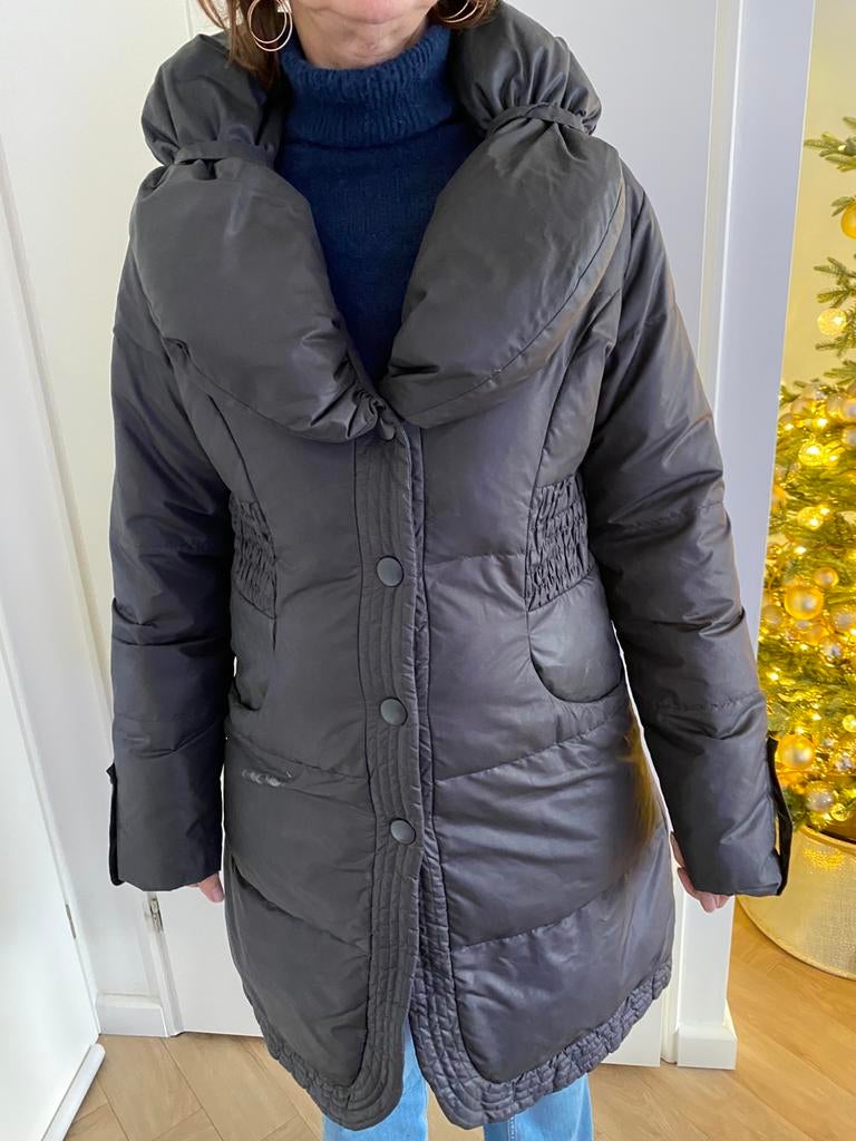 Donkerblauwe winterjas met sjaalkraag, merk Yaya, mt 38, Kleding | Dames, Jassen | Winter, Ophalen, Zo goed als nieuw, Maat 38/40 (M)