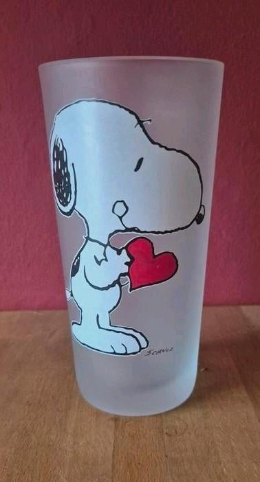 Leuk Snoopy Valentijnsglas, Wit, Ophalen of Verzenden, Minder dan 50 cm, Glas