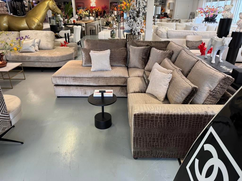 Luxe Velvet Croco Hoekbank Pocket 250x250cm NIEUW - UNIEK, Info@oosterbaanwonen.nl, Venus 31 8448CE Heerenveen, Hoekbank, 200 tot 250 cm