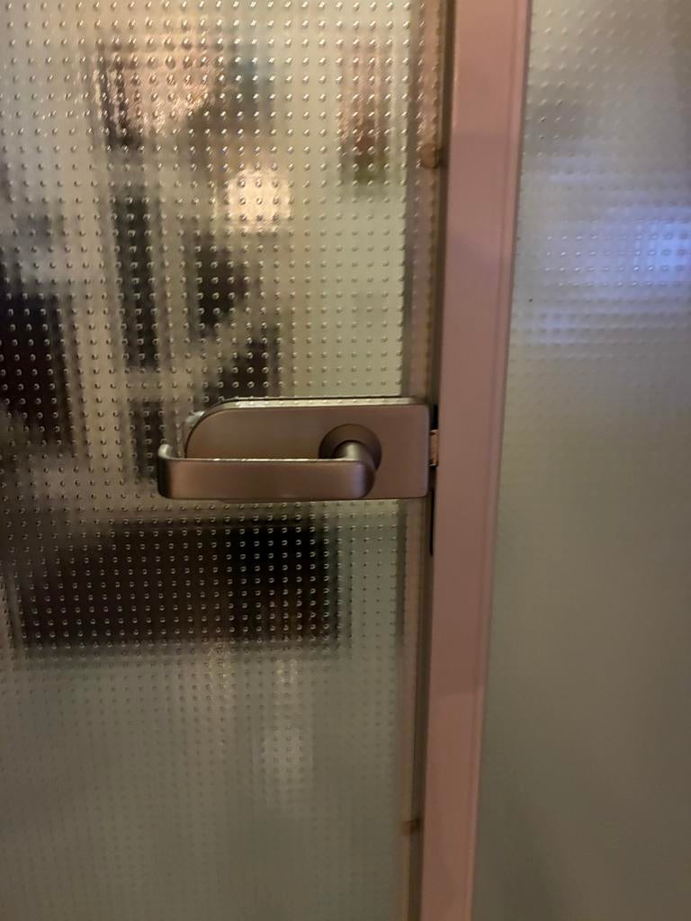 Glazen deur met beslag, Doe-het-zelf en Verbouw, Deuren en Horren, Ophalen of Verzenden, Glas, Binnendeur, 200 tot 215 cm