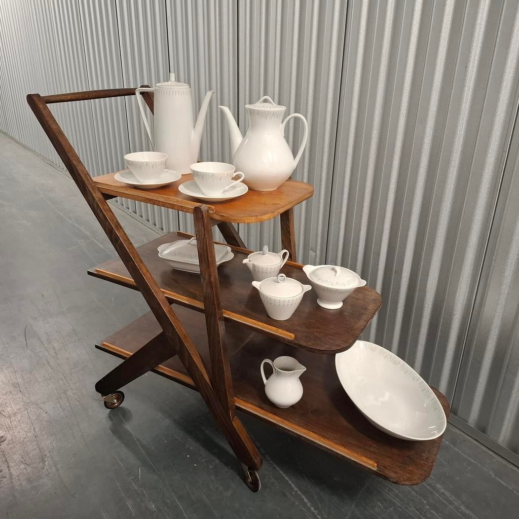Antieke (?) Vintage trolley theewagen bijzettafel tafeltje, Huis en Inrichting, Tafels | Sidetables, Ophalen, 50 tot 100 cm, Antiek brocante vintage design Mid Century jaren 30 40 50 60