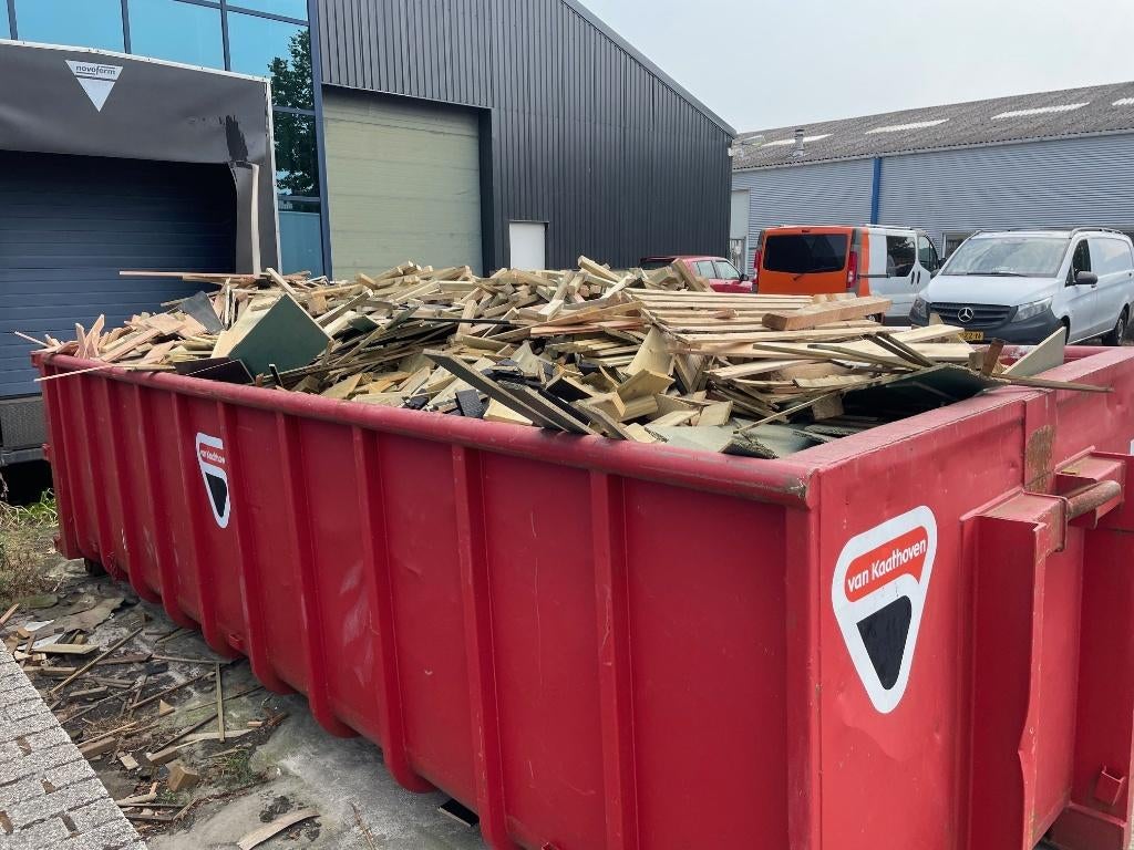 GRATIS OPHALEN - Houtcontainer, Afvalhout, Stookhout, 6 m³ of meer, Ophalen of Verzenden, Blokken