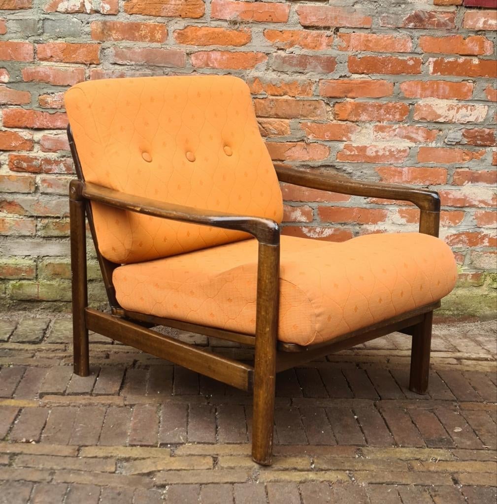 Vintage, design fauteuil. Jaren 60, Ophalen, Gebruikt, 75 tot 100 cm, 50 tot 75 cm