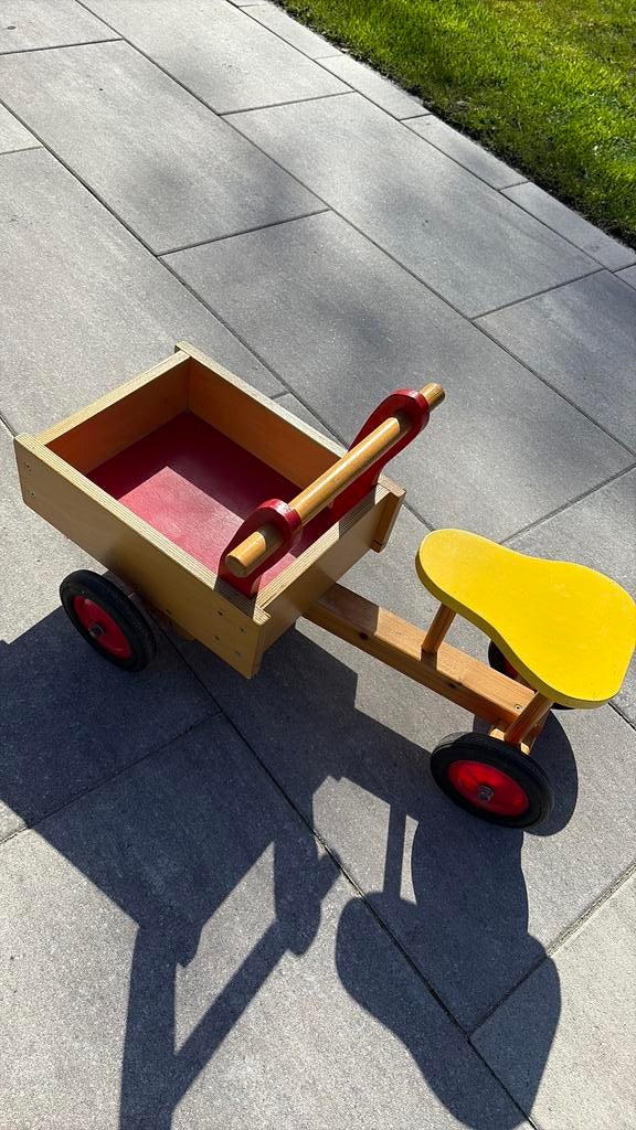 Vintage houten kinder kar loopwagen, Ophalen, Zo goed als nieuw, Loopfiets