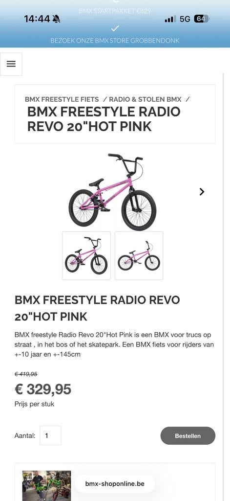 Roze BMX Freestyle Radio Revo 20 inch - Zo goed als nieuw, Fietsen en Brommers, Fietsen | Crossfietsen en BMX, Ophalen of Verzenden