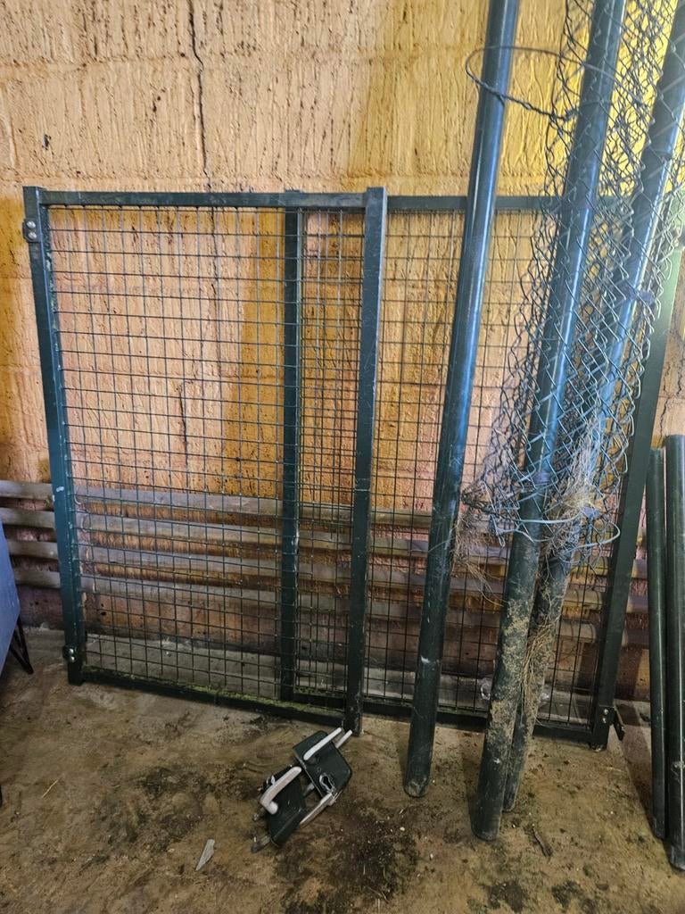 Gegalvaniseerde Spijlenpoort 141x90 cm met Palen, Ophalen, Met poort, Gebruikt, Spijlenhekwerk