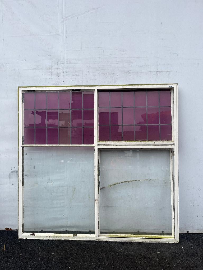 Stalen kozijn met glas in lood ramen188,5x183cm(SK001), Huis en Inrichting, Woonaccessoires | Overige, Gebruikt, Ophalen