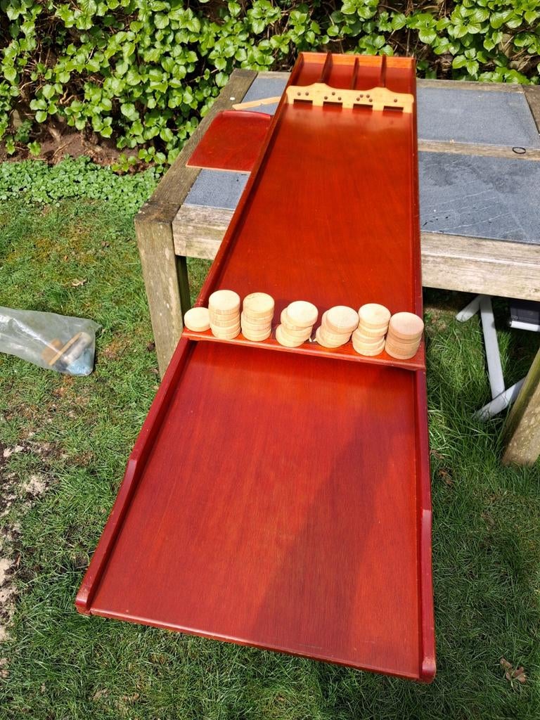 Homas sjoelbak met 30 schijven s-60 2 meter, Ophalen of Verzenden, Minder dan 500 stukjes, Gebruikt