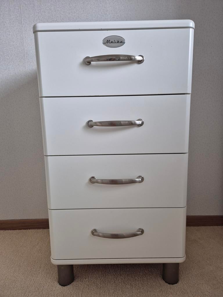 Witte ladenkast Malibu van Tenzo, retro-design, Minder dan 50 cm, Gebruikt, Ophalen of Verzenden, 3 of 4 laden