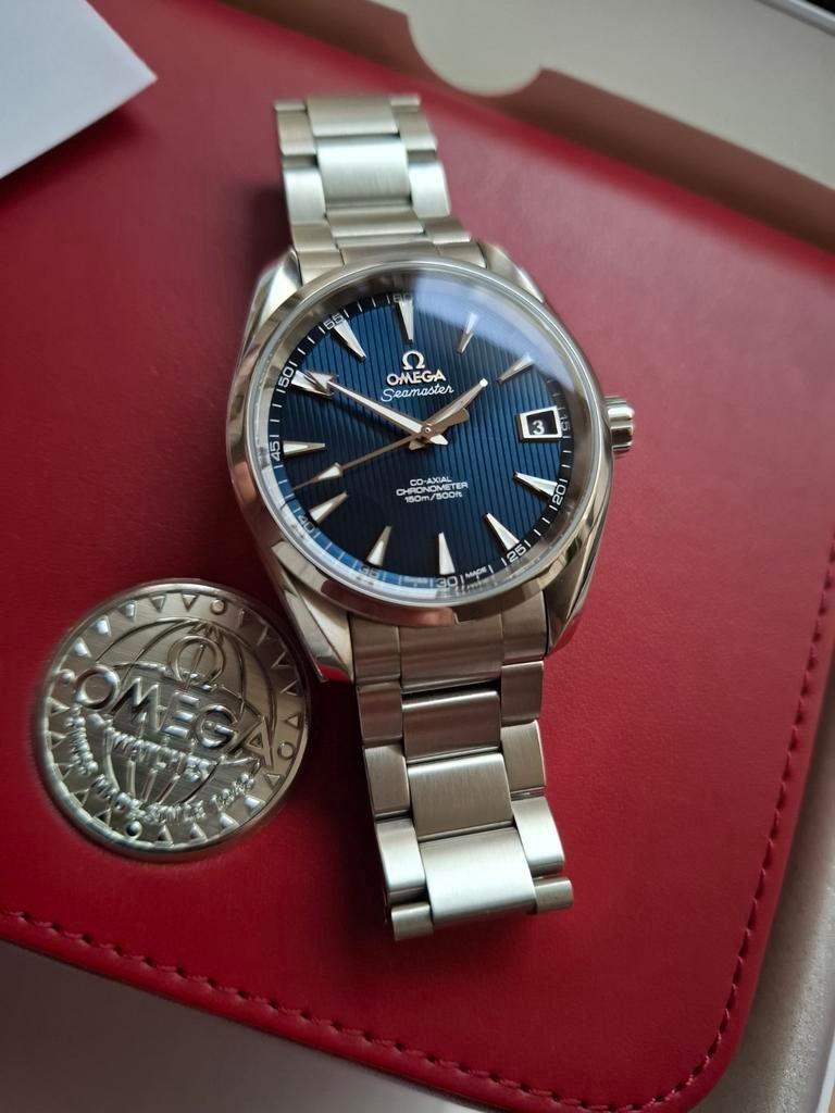 Omega "Skyfall" Aqua Terra Blauw ZGAN, Ophalen, Zo goed als nieuw, Staal, Omega