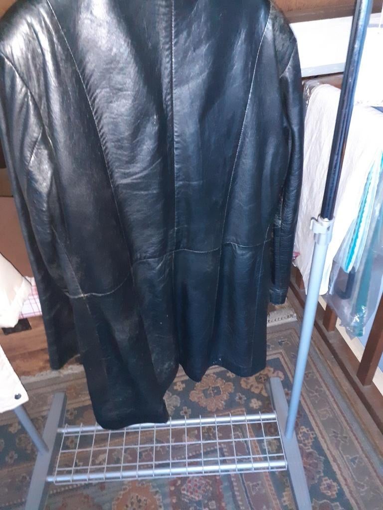 lederen damesjas, Ophalen of Verzenden, Zo goed als nieuw, Maat 42/44 (L), Zwart
