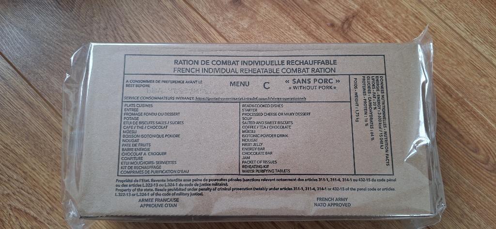 RICR 24h - Frans legerrantsoen menu C, Verzamelen, Militaria | Algemeen, Ophalen of Verzenden, Overige soorten, Overige gebieden
