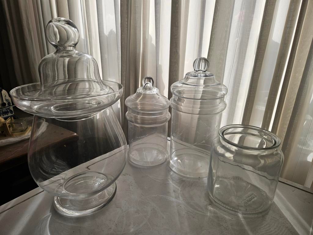 Diverse glazen potten en schalen set, Ophalen