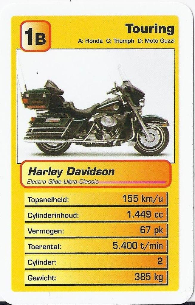 Kw9 motorkaartje 1b harley davidson electra glide, Ophalen of Verzenden, Zo goed als nieuw, Auto's
