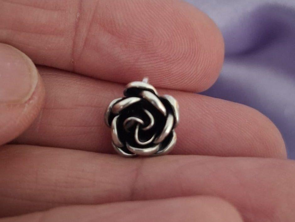 Vintage zilveren roosje kettinghanger, Verzenden, Nieuw, Bloem of Plant, Zilver