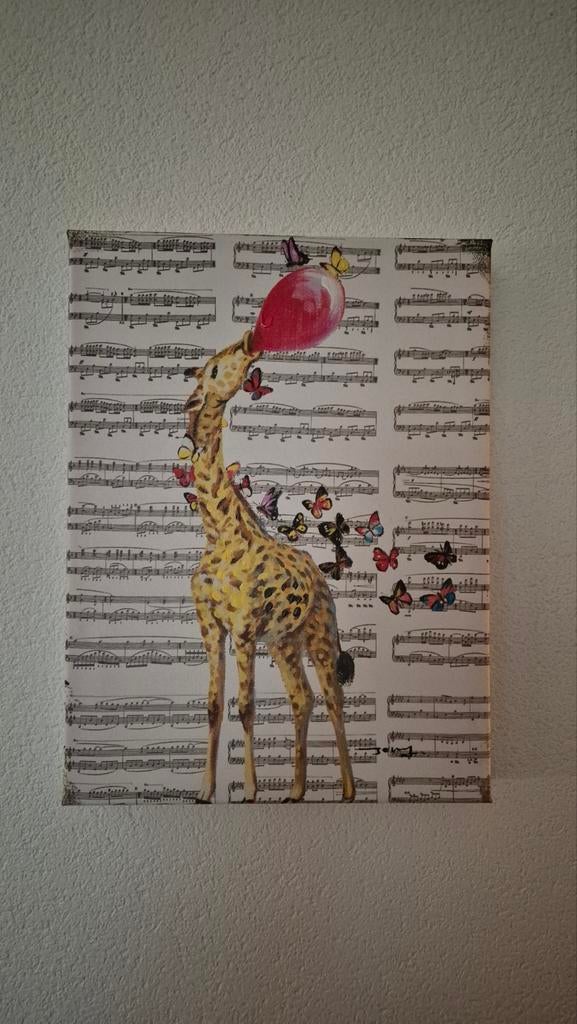 Set van 2 schilderijen met giraffe, 40x30x5cm, Antiek en Kunst, Ophalen