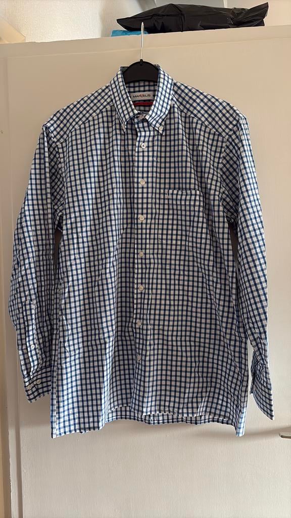 MarVelis Overhemd maat 40. BLAUW MET WITTE RUIT, Ophalen of Verzenden, Zo goed als nieuw, Blauw, Halswijdte 39/40 (M)