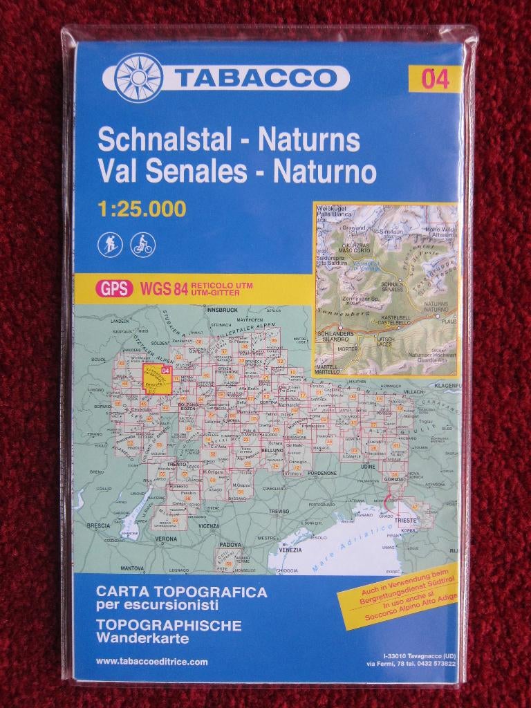 Tabacco Wanderkarte 04. Schnalstal - Naturns, 2014, Boeken, Atlassen en Landkaarten, Verzenden, 2000 tot heden, Italië, Landkaart