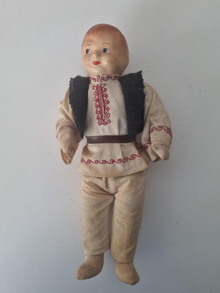 Oud stoffen popje met klederdracht kleding, 23 cm, Ophalen of Verzenden