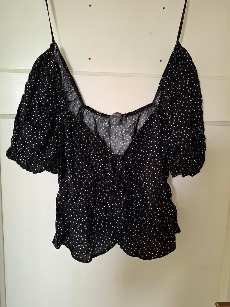 Primark zwarte top met witte stippen, Kleding | Dames, Tops, Maat 38/40 (M), Primark, Zwart, Nieuw