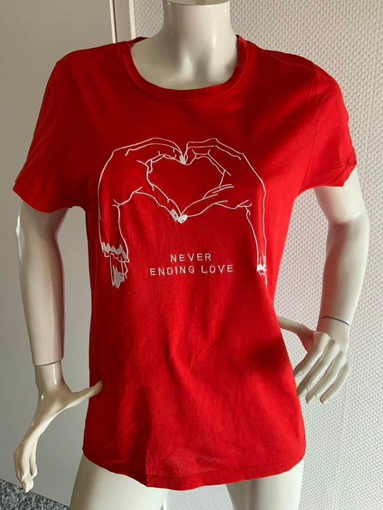 Zoe karssen shirt met leuke print maat s, Ophalen of Verzenden, Zo goed als nieuw, Korte mouw, Maat 36 (S)