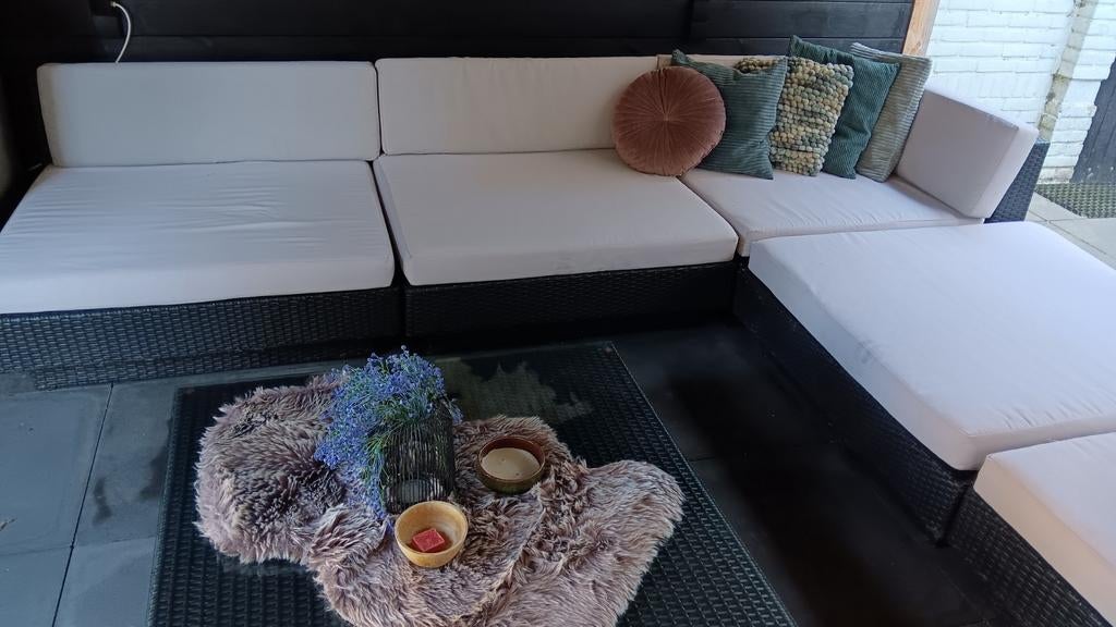 Loungeset met Tafel - 6 Delen, Ophalen, Gebruikt