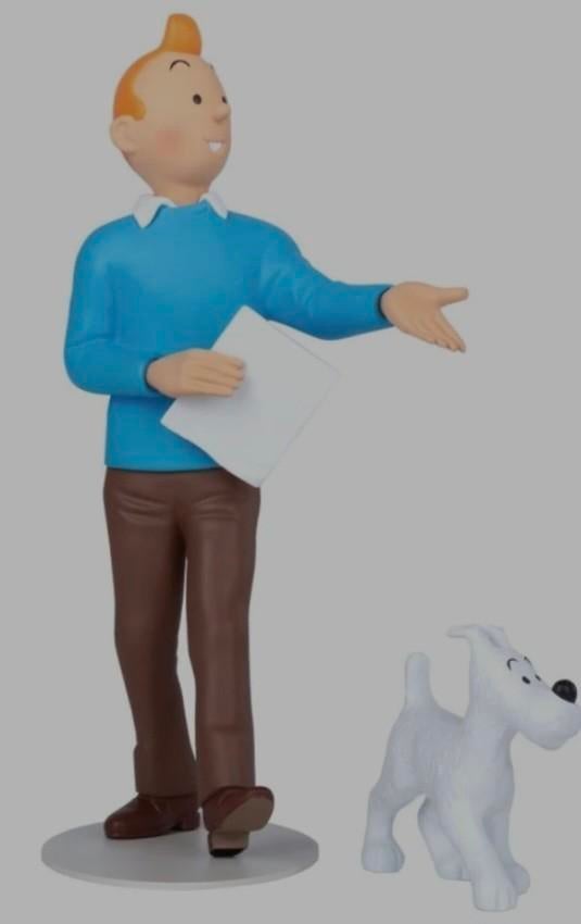 Kuifje loopt in het museum., Ophalen of Verzenden, Kuifje, Zo goed als nieuw, Beeldje of Figuurtje