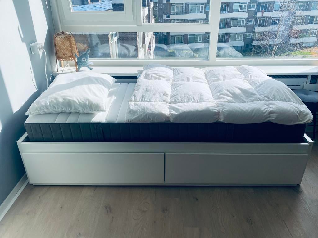 *** IKEA Flekke uitschuifbed 1 + 2 persoons goede staat ***, Huis en Inrichting, Slaapkamer | Bedden, Verstelbaar, Wit, Tweepersoons