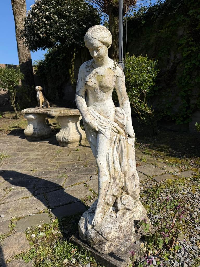 Tuinbeelden vrouw 90cm, Tuin en Terras, Ophalen, Gebruikt, Steen, Mensenbeeld