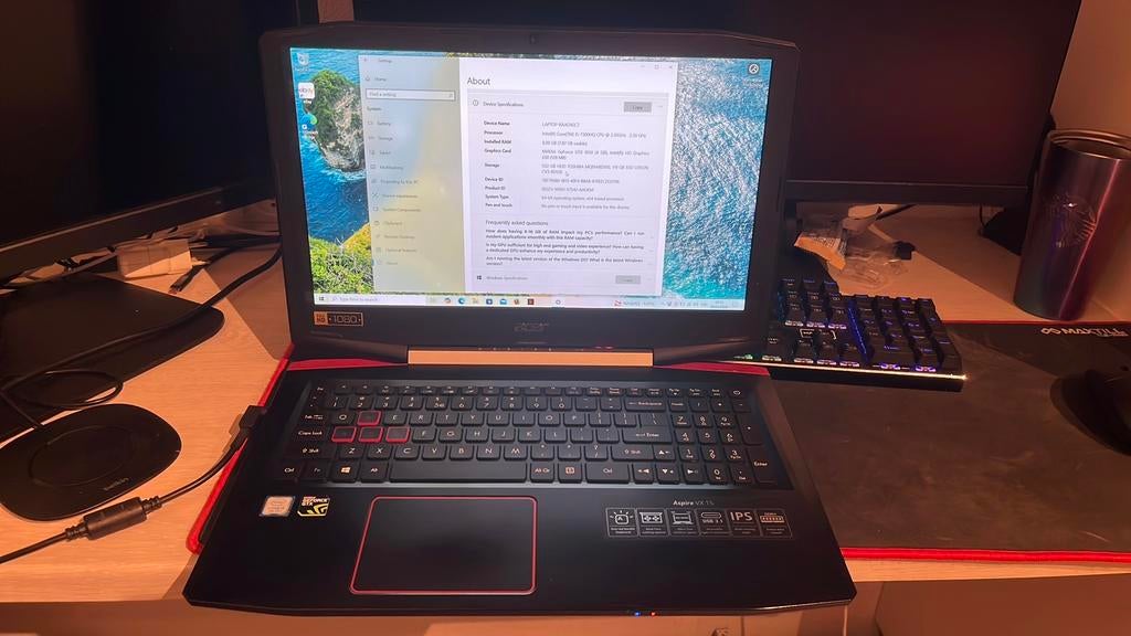 Acer aspire VX - tweedehandse gaming laptop, Computers en Software, Windows Laptops, Ophalen, Gebruikt, Met videokaart, 2 tot 3 Ghz